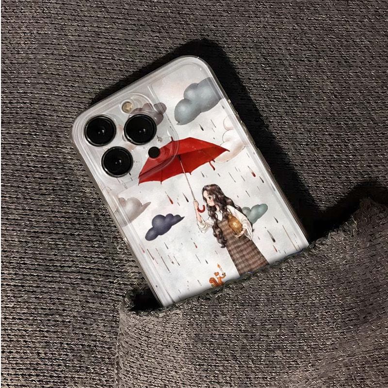 Custodia protettiva per iPhone 16 15 14 13 12 11 Pro Promax Plus Umbrella Girl Apple 16 Retro 14 All Inclusive 13 Anti-Drop 12_voghion.com