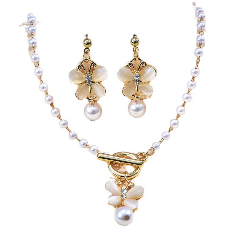 Jewelry Set Butterfly Earrings Ring Fashion Commuter Bracelet Necklace Two piece Set Delivery _voghion.com