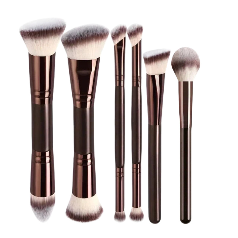 Juego de Brochas de Maquillaje de Doble Cabezal Plástico PS Maquillaje Facial para Maquillaje