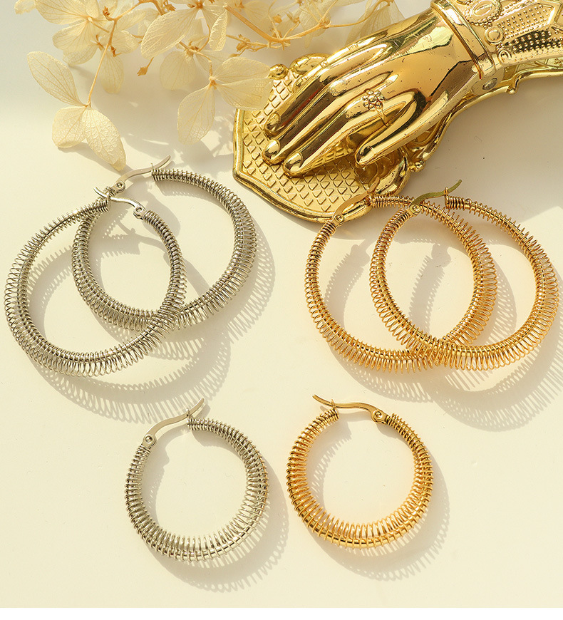 simple geometric round oval earrings titanium steel plated 18k gold earrings