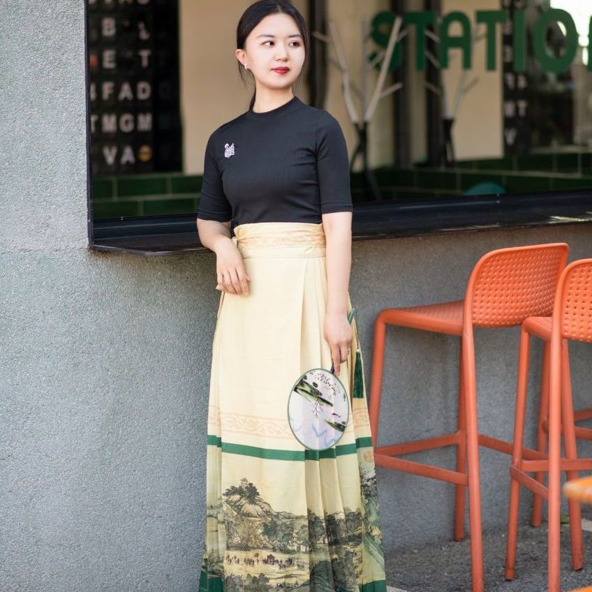 宋徽宗清明上河图印花明制马面裙日常通勤半身裙汉服高级感新中式