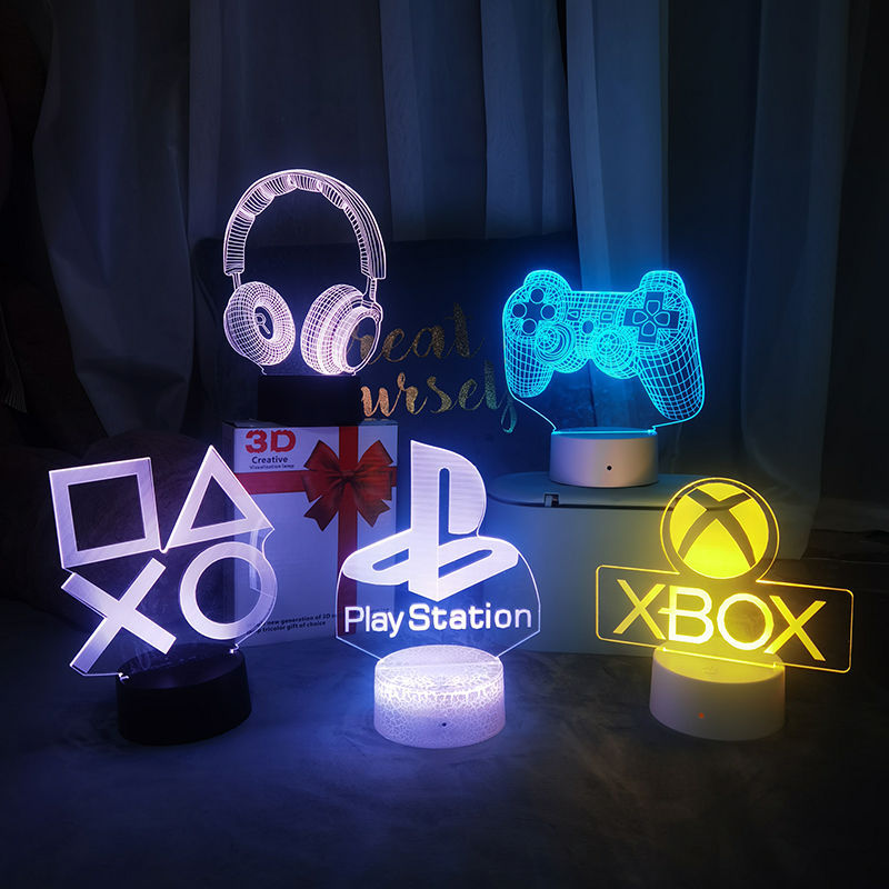 厂家直销新款3d视觉游戏摆件灯电竞氛围灯3D小夜灯游戏手柄装饰灯