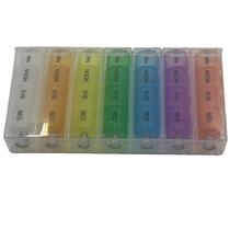 亚马逊热卖同款彩色一周28格弹簧药盒 便捷式7天28格彩 虹塑料药