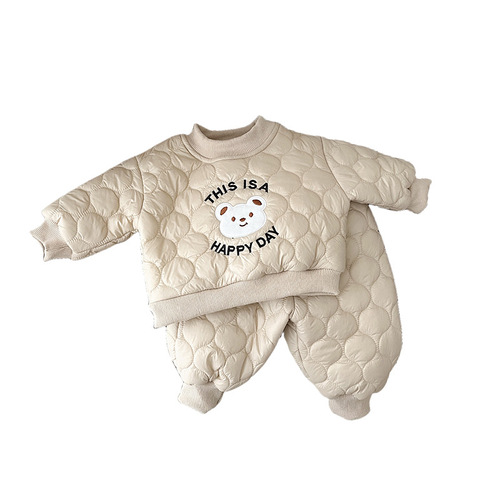 Korean baby clothes autumn and winter children's clothing newborn baby 0-3 years old quilted cartoon thickened suit boy suit winter 3
