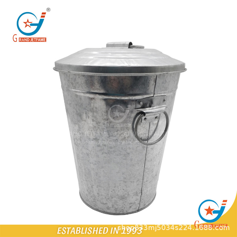 Metal Garden with lid large capacity compost household kitchen galvanized trash can