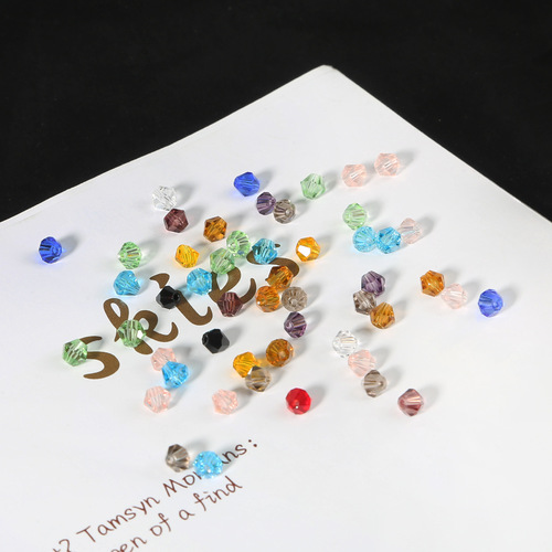 4mm faceted rhombus crystal beads glass beads DIY handmade beads loose bead material hair accessories accessories