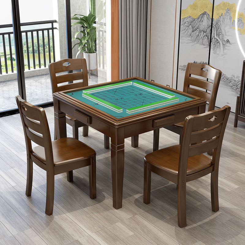 Solid wood mahjong table, dining table, dual-purpose simple household hand-rolled mahjong table, chess and card room, chess table, poker table, chess and card table