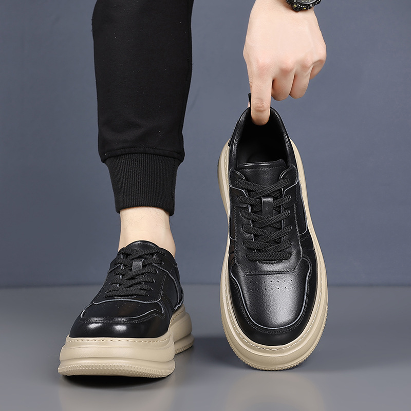 Piel de vaca de primera capa primavera nuevos zapatos casuales para hombres zapatos blancos transpirables de cuero zapatos de nicho para hombres zapatos para hombres