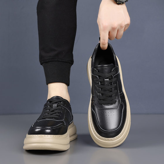 Top layer cowhide spring new men's casual shoes genuine leather breathable white shoes men's niche leather shoes men's shoes