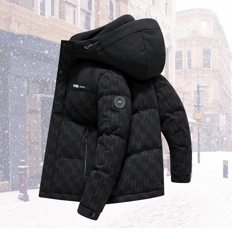 跨境波?司?登?男款印花拼接羽绒服冬季新款时尚青年连帽加厚外