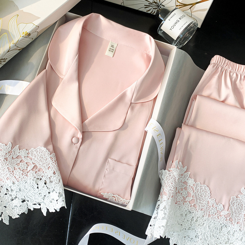 Women's Ice Silk Long-Sleeve Pajama Set 2026 New Spring and Autumn Gift Box Holiday Gift for Best Friend, Wife, Girlfriend, Mom Women's Ice Silk Long-Sleeve Pajama Set 2026 New Spring and Autumn Gift Box Holiday Gift for Best Friend, Wife, Girlfriend, Mom