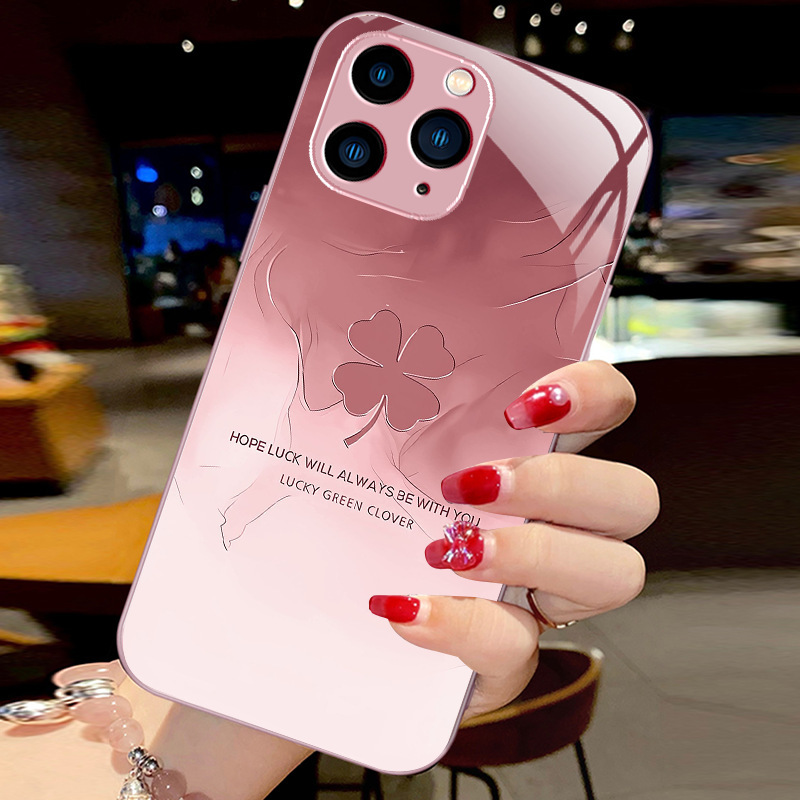 For Apple 15 Mobile Phone Case 15Promax Lucky Clover 14Pro Liquid Glass 13Mini New Max