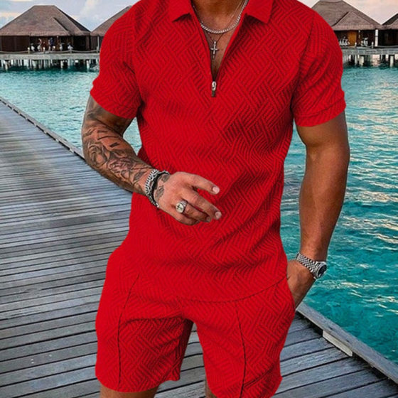 2024POLO zipper shirt short sleeve suit independent station cross-border Europe and the United States men's new independent station supply leisure transportation