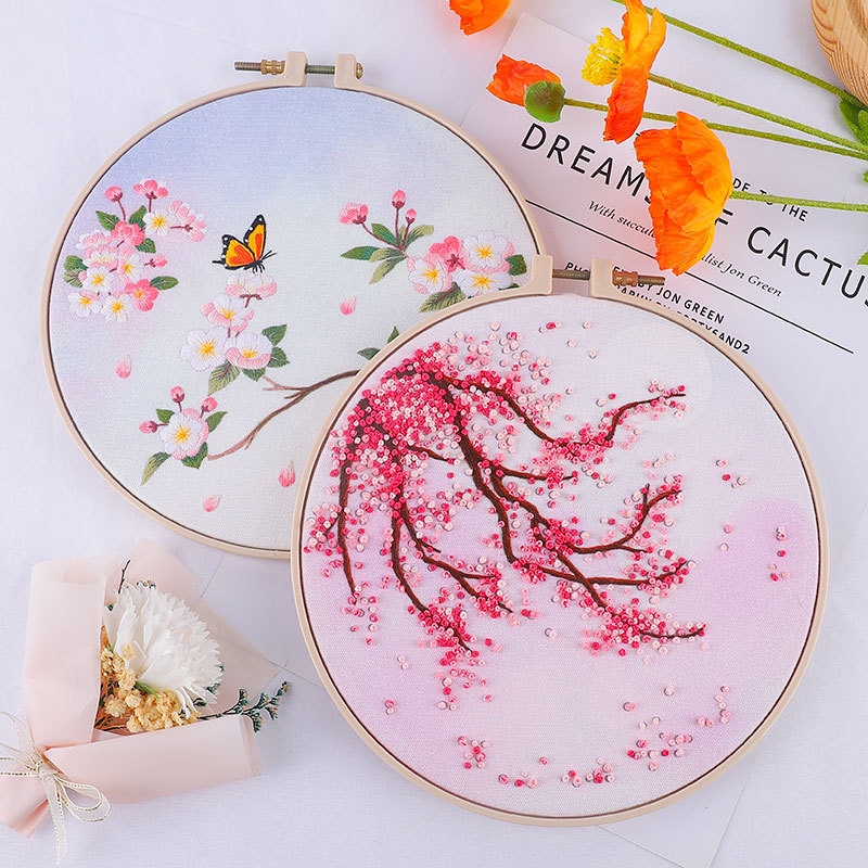 Fan de bordado DIY grupo de bordado manual auto bordado material de principiantes paquete de bordado antiguo su cinta de bordado Fan bordado