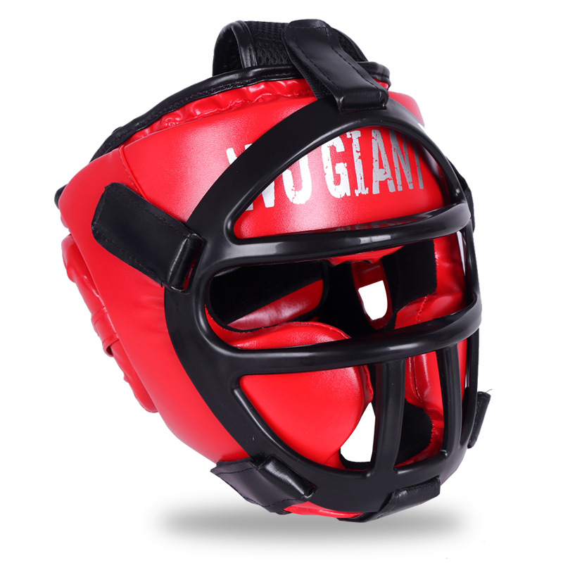 Sanda casco de boxeo de los niños profesional anti-caída de combate LUCHA CONTRA Muay Thai Mono Cara engrosada máscara cabeza protección de la cara