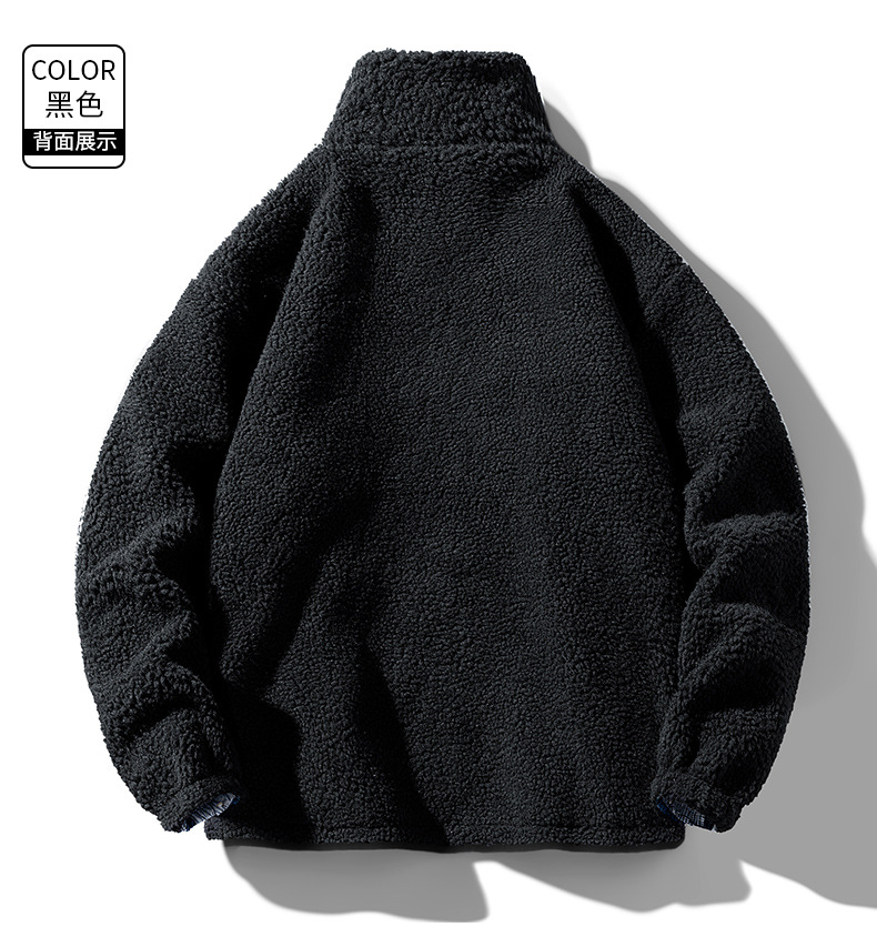 Men's Jacket Standing Collar Lamb Fleece Winter Coat Loose Fit_voghion.com