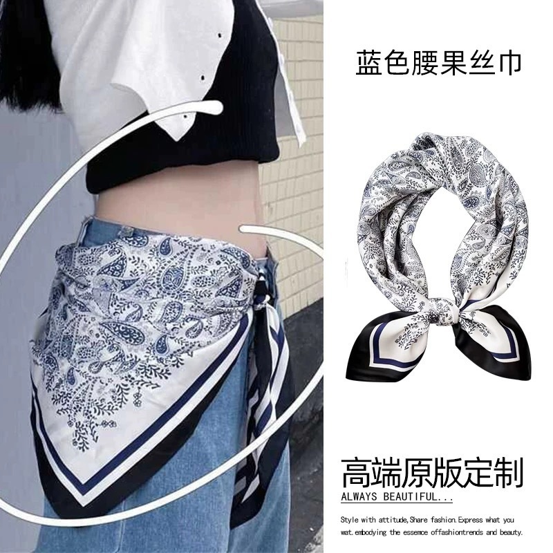 2025 nueva correa de cuello flor de anacard pequeña bufandas cuadradas bufandas de seda con camisa decoración de mujeres de alta calidad accesorios de cuello