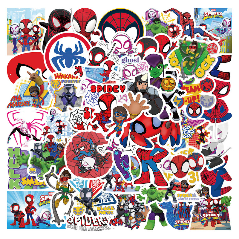 50 sheets/set of Spiderman and his friends stickers adhesive waterproof diy luggage stickers wholesale