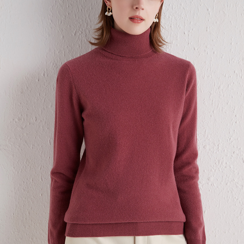 21 autumn and winter new women's solid color turtleneck sweater cashmere knitted top slim simple bottoming shirt sweater for women