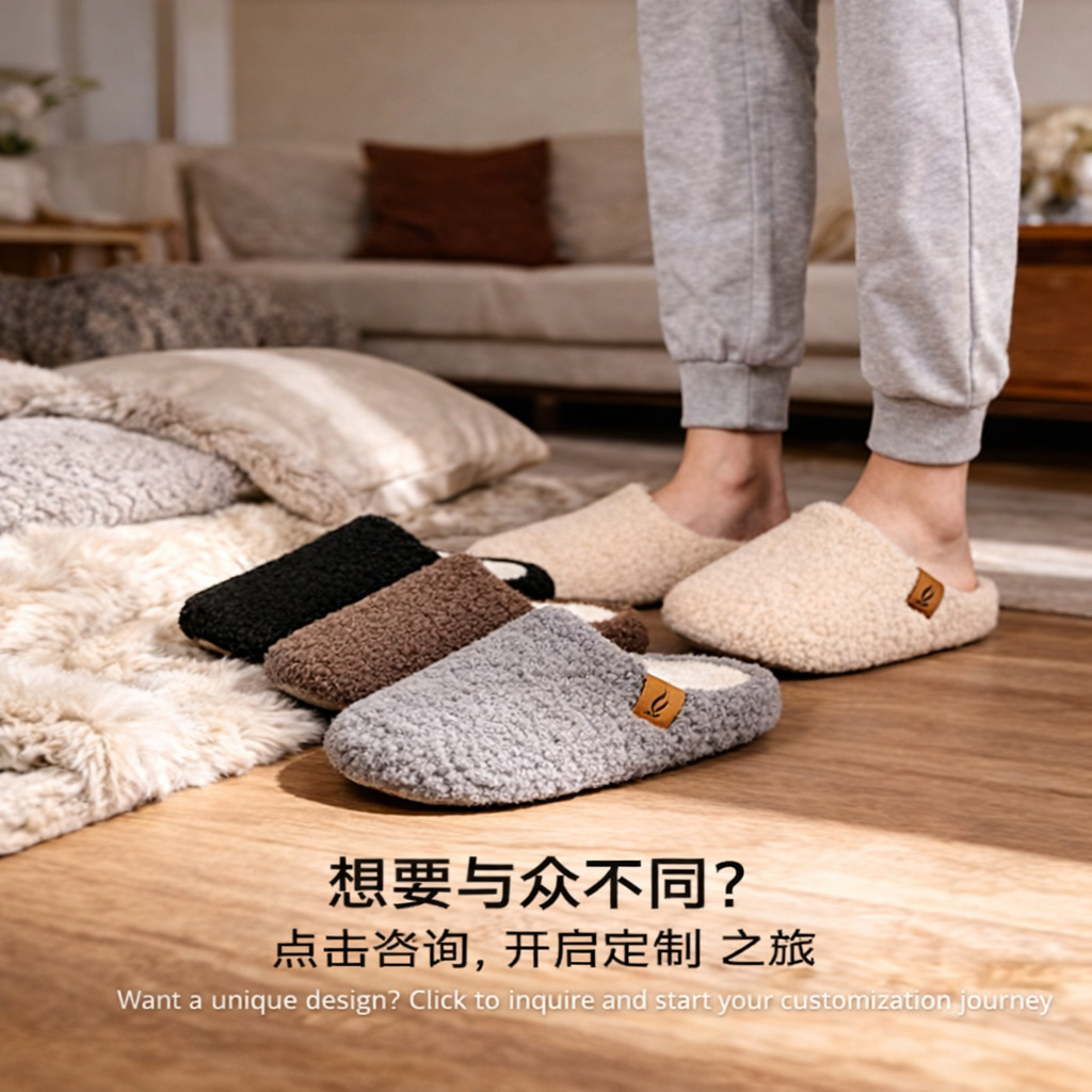 Baotou zapatillas de algodón invierno interior zapatillas de peluche antideslizantes transfronterizas soporte de fábrica de fuente al por mayor