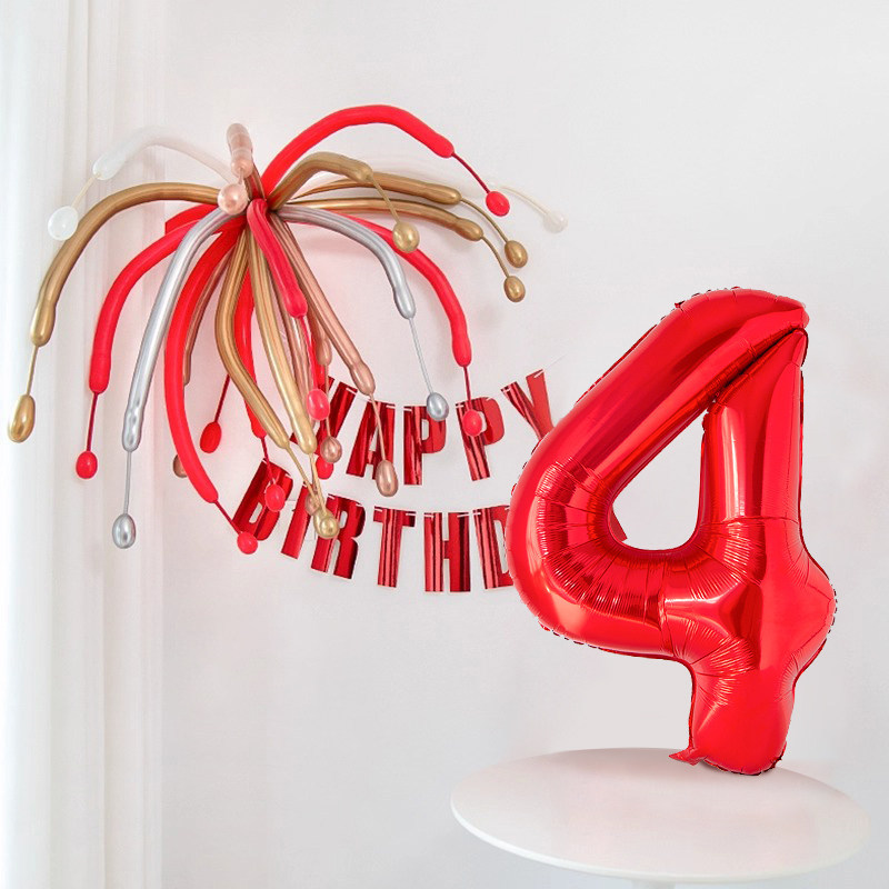 Cartel cumpleaños decoración 1 cumpleaños rojo y oro fuegos_voghion.com