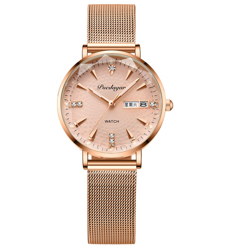 New style women's watch fashionable waterproof luminous dual calendar fully automatic mechanical ladies watch student quartz drop shipping
