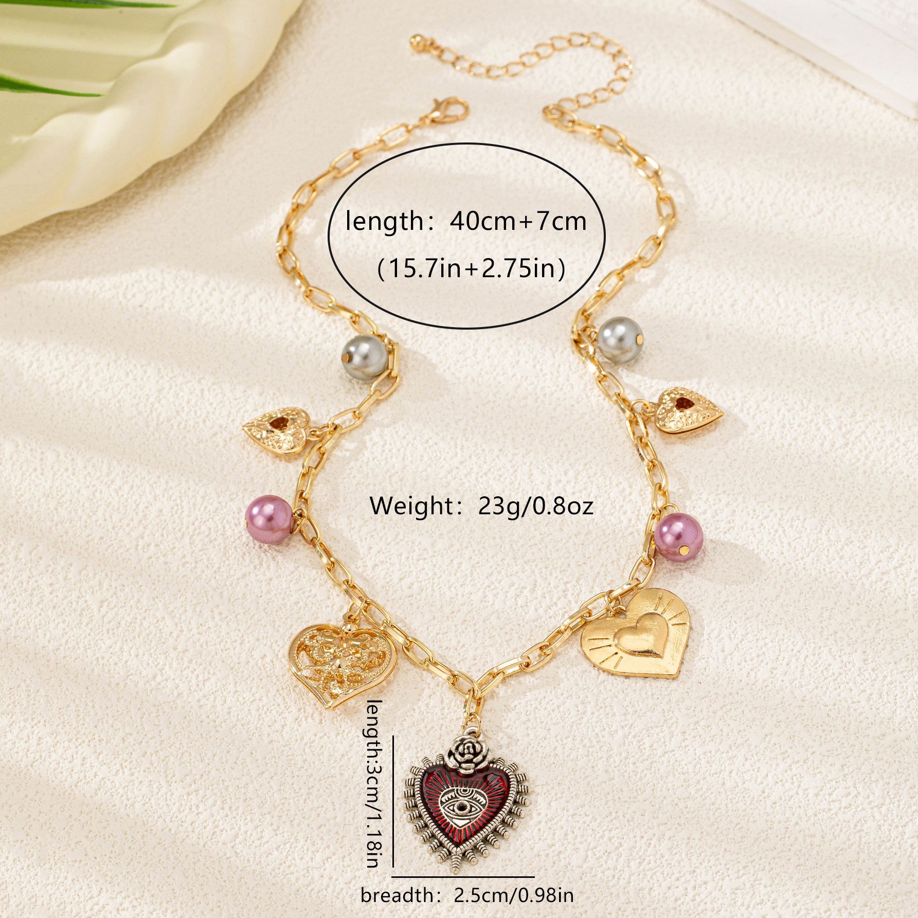 Multi Charms Necklace Classification Alloy Chain Material Elegant Classic Style Devil's Eye Heart Shape Alloy Paperclip Chain Pendant Necklaces Wholesale