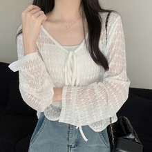 夏秋季女装新款镂空透视日韩辣妹波西米亚风蕾丝网纱防晒空调罩衫