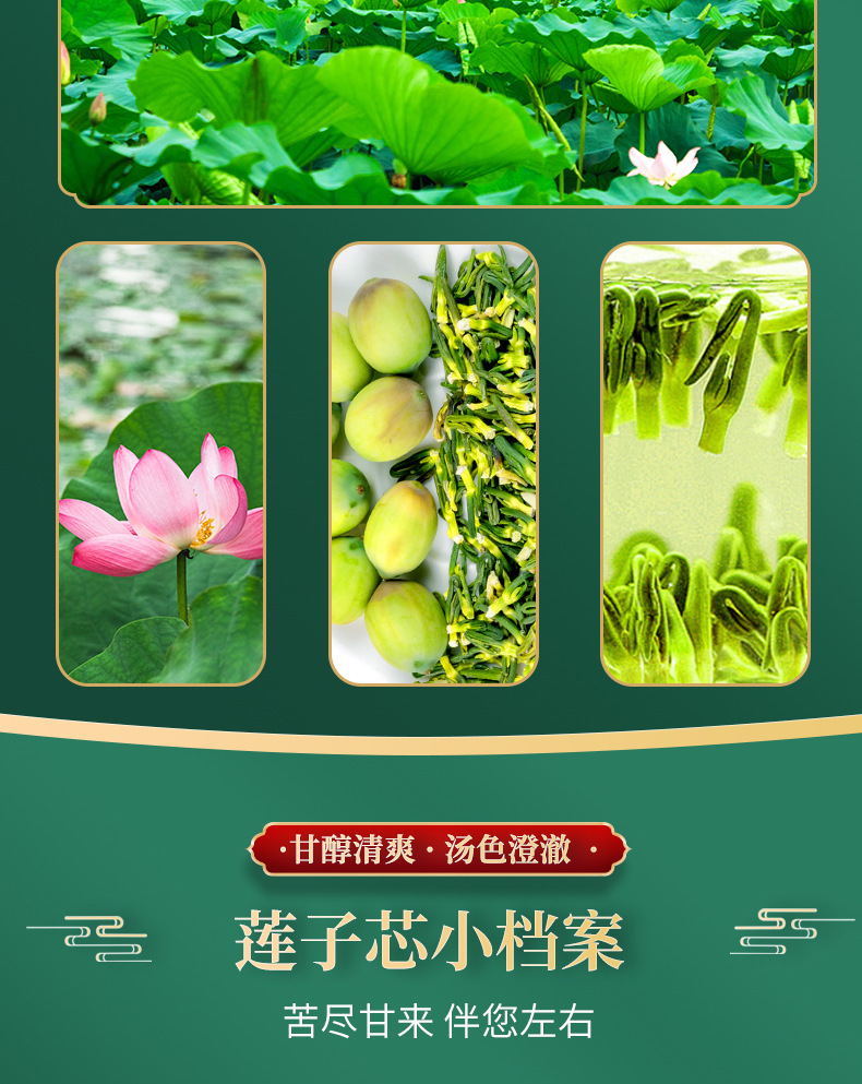 Lotus Plumule Lian Zi Xin Dried Lotus Seed Core Tea 60g Loose Herbal Bitter Heart Tea specifications