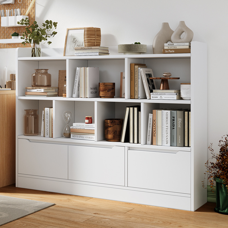 Estante de libro estante de piso estante de libro casero armario de almacenamiento multicapa armario de almacenamiento sala de estar simple armario de celosía armario