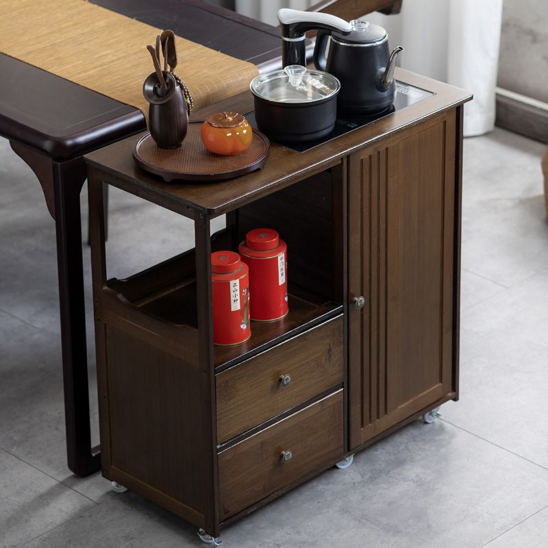 移动茶水柜茶桌边柜泡茶台烧水壶一体茶边柜办公室茶具置物柜包邮
