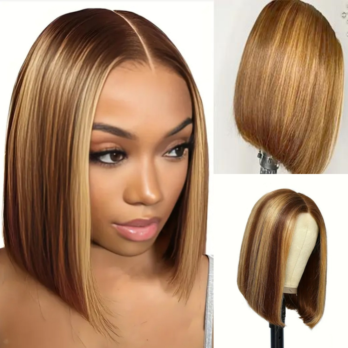 Europa y los Estados Unidos de color gradiente pelucas de dama Amazon venta caliente damas Bo Bo cabeza corta pelucas recta al por mayor seda de alta temperatura