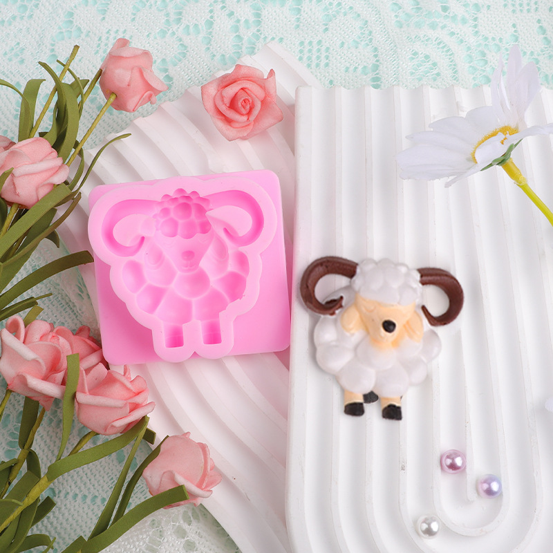 Nuevo animal 3D oveja molde de silicona pastel decoración cabra flip chocolate pastel molde de dulces transfronterizos