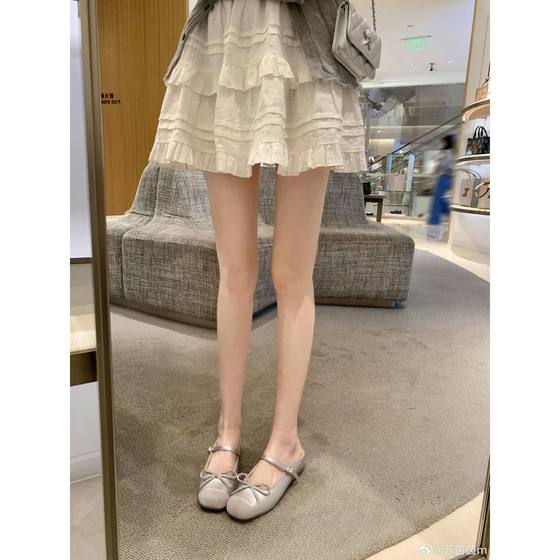 [sheii Su Yinyin] 4.5cm ~ Inner Height Bow Ballet Shoes Women Wear Baotou Half Drag in Summer