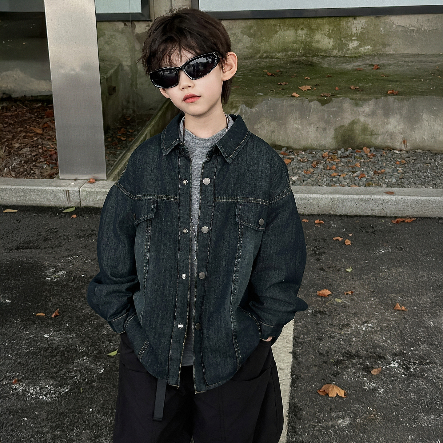 Boys' Jacket Children's Autumn Korean Style 2026 New Model Thickened Warm Trendy Denim Shirt Children's Clothing Top