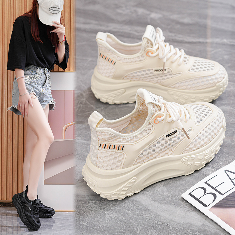 2025 Summer New Fashion Sports Running Shoes Ins Korean Style Mesh Breathable Lightweight Casual Women's Shoes Ydy429