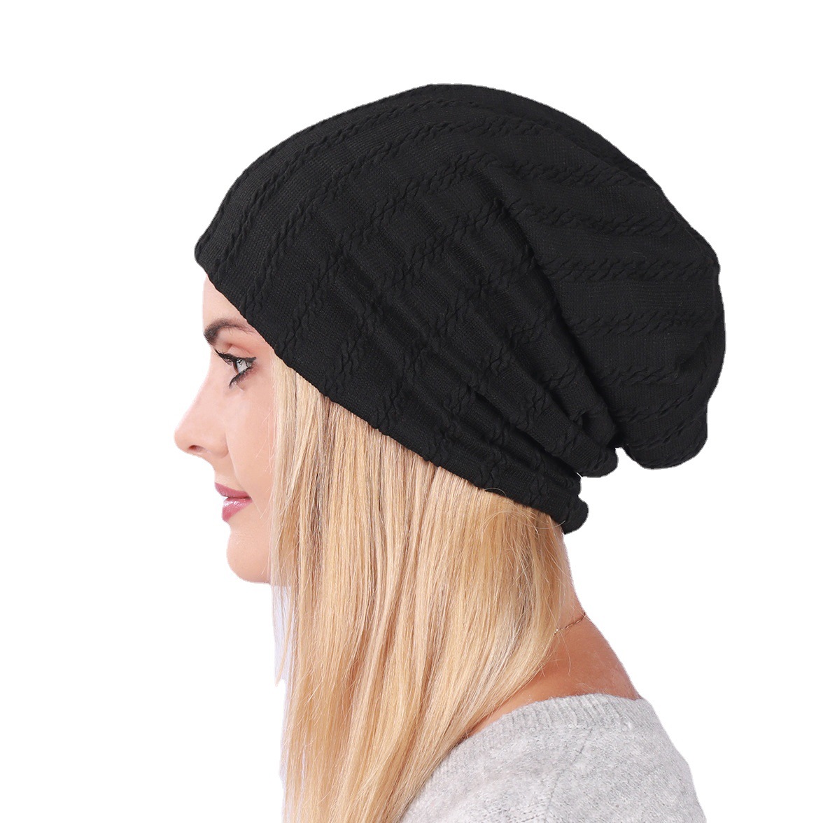 Pullover modello lino da donna nuovo uomo primavera e autunno sottile doppio strato copricapo panno di cotone tinta unita cappello in pile_voghion.com
