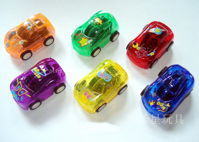 4.2cm卡通透明回力车 迷你小回力汽车 塑料玩具车仔 儿童小赠品