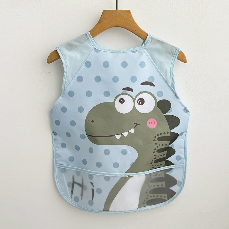 子供用防水スモック、ベビーサマーノースリーブライスバッグ、ベビー食事防汚服、ツーピースよだれかけ、逆着用|undefined