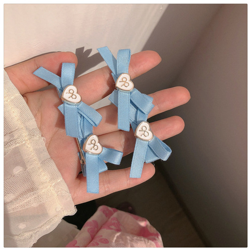 Ballet style ribbons, a pair of bows, duck clips, sweet and cute girly hearts, side clips with peach hearts, love hair clips and hair accessories