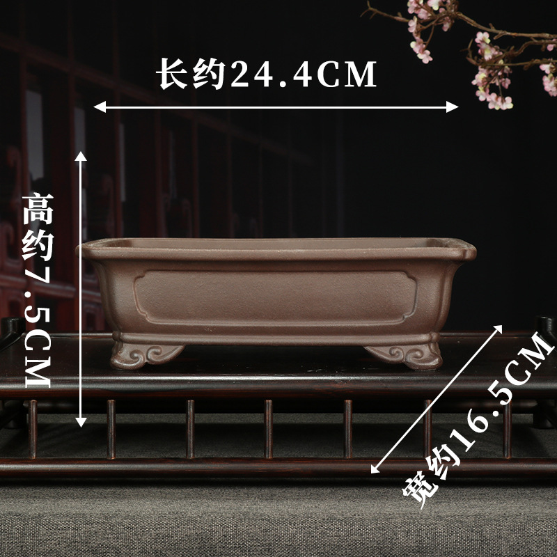 Antiguo púrpura arena maceta fábrica al por mayor grande rectangular suculenta gres bonsai simple orquídea especial maceta