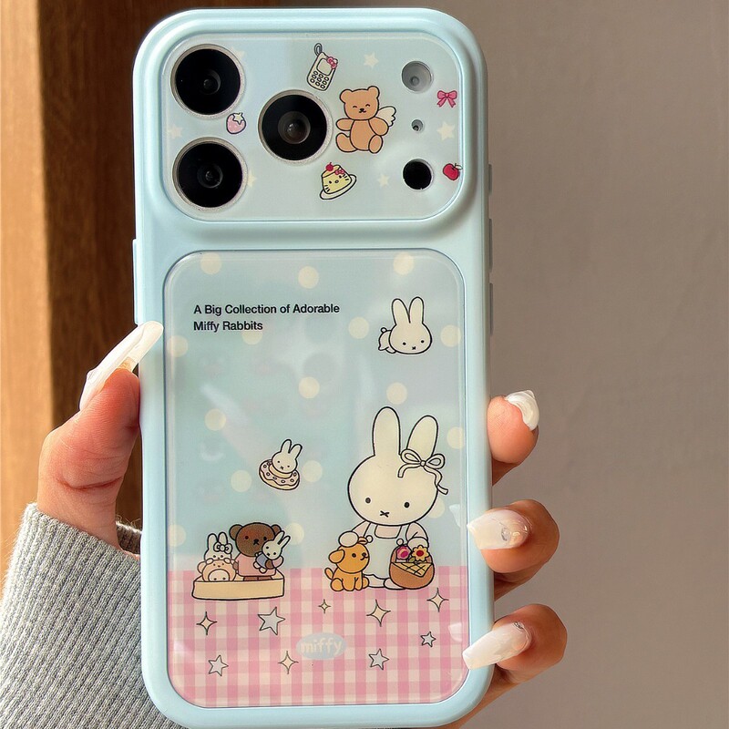 Hinlucky Childlike Plaid Polka Dot Cartoon Miffy Illustration Suitable for the New Apple iPhone 17 Pro Max Model