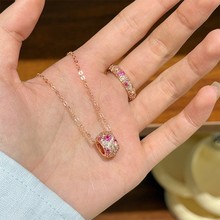 复古轻奢玫红色小蛮腰项链轻奢小众精致气质百搭时尚高级感锁骨链