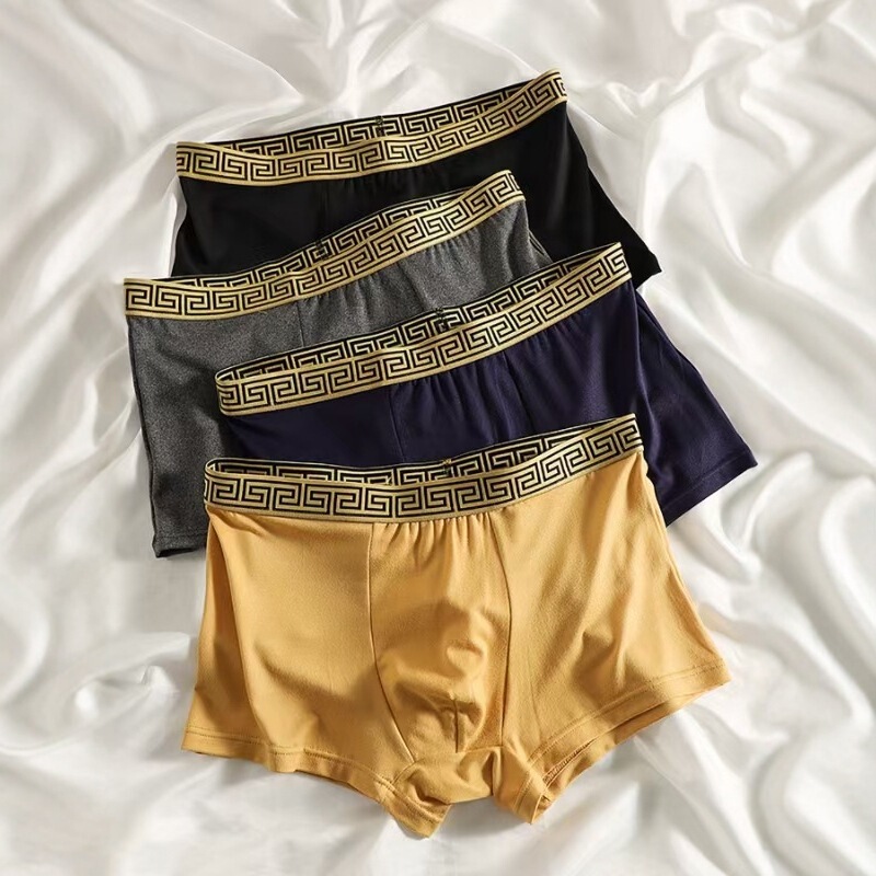 Cross-Border European Size Men's Underwear Boxer Briefs Summer Breathable and Comfortable Elastic Mid-Waist Boxer Shorts