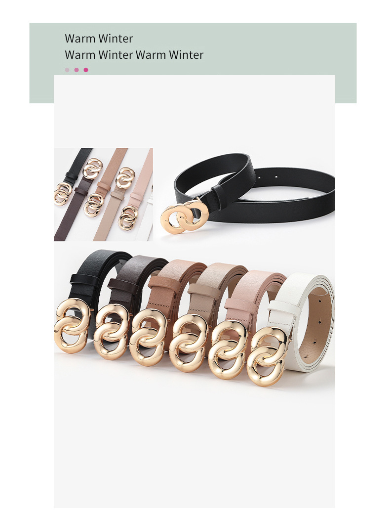 Fashion Chain Buckle Geometric Solid Color Belt Wholesale display picture 5