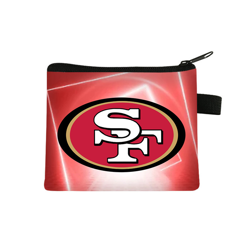 New Nfl Football-Themed Coin Purse, Portable Mini Storage Pouch, Children's Short Zipper Key Card Holder