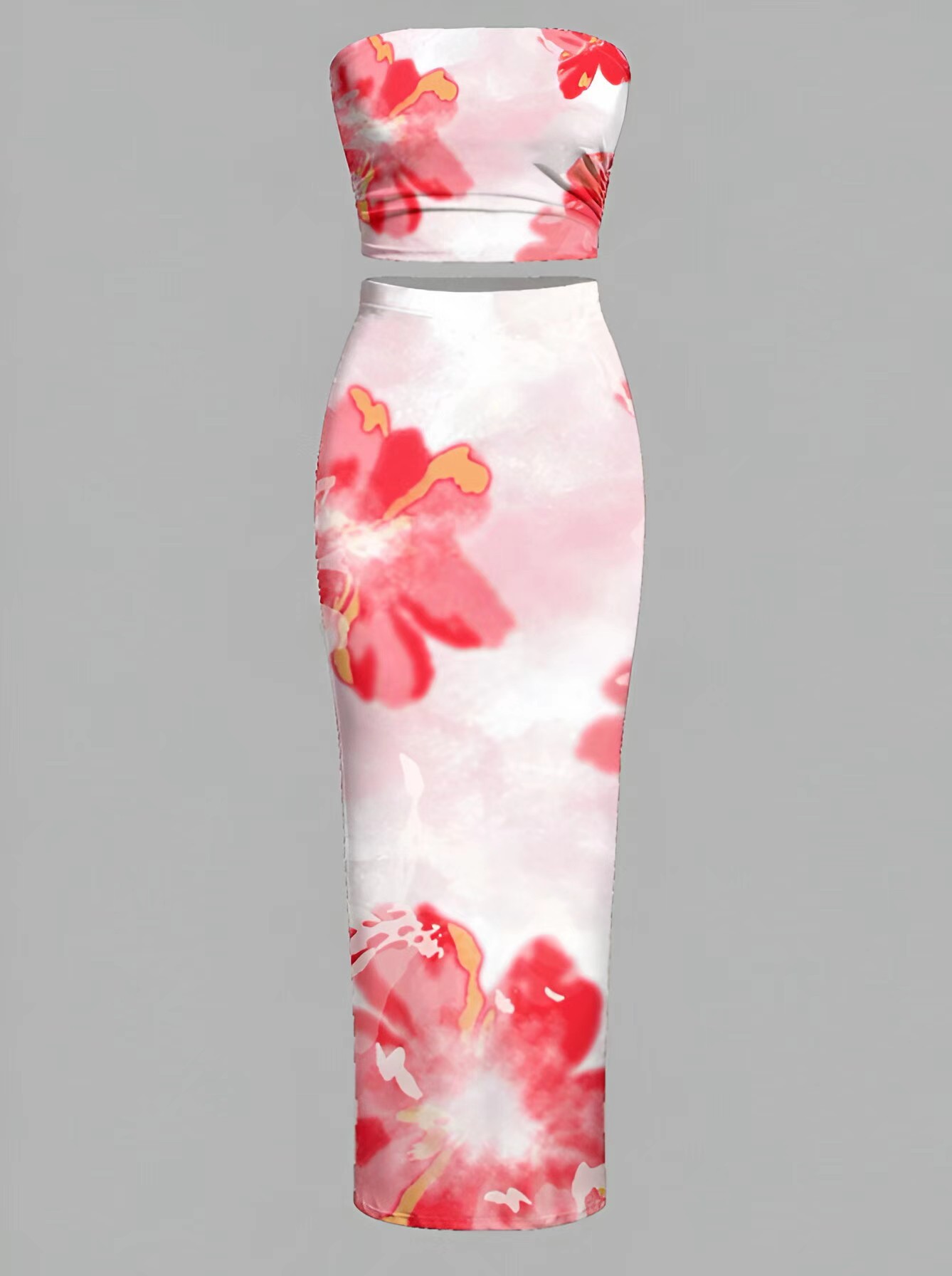 280g Weight Sleeveless Sleeve Length Spandex, Polyester Fabric Type Skirt Co-ord Set Sets Type 2 Pieces Set Quantity Holiday Occasion Strapless Neckline Slim Fit Type Flower Pattern Summer Season Women's Gender Elegant Style Holiday Women's Elegant Flower Spandex Polyester Skirt Co-ord Set Skirt Sets 11