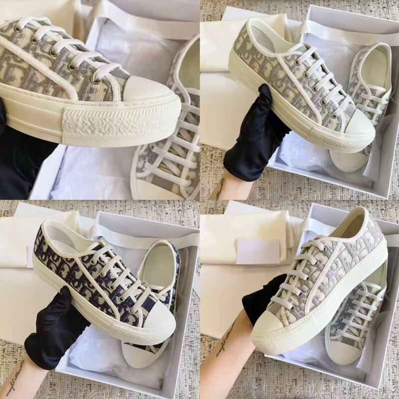 25 New D Home New Flat Embroidered Sneakers Canvas Shoes Women's Lace-Up Easiest for Match Fashion Casual Foot-Stepping White Shoes