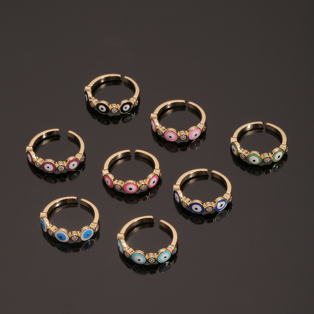 Jewelry Supply Copper Plated Real Gold Dripping Eye Fashion Ring