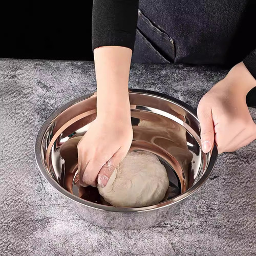 304 Food-Grade Stainless Steel Thickened and Deep Small Soup Bowl Household Iron Pan Dining Pan Kitchen Large Serving Bowl Rice Bowl